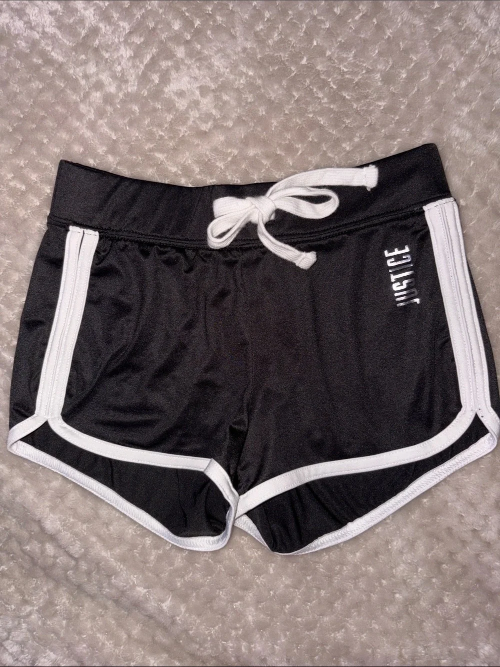 6/7 Justice Black Shorts with White Trim and Drawstring